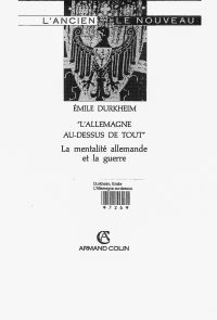 <em>Source! gallica.bnf.fr / Bibliothèque nationale de France.</em></br>Digitalized document <a href="https://gallica.bnf.fr/ark:/12148/bpt6k726j/f1.image" target="blank" rel="noopener">available here</a>.</br></br>
<strong>Emile Durkheim (1858-1917), founding father of modern sociology and professor in Bordeaux, befriended Léon Duguit and influenced his legal thinking. Both men criticized the German model according to which the sovereign state could not be limited. It was in this anti-German spirit that Durkheim published his pamphleteering text <em>L'Allemagne au-dessus de tout</em>. In it, he questions German philosophy and science, and the exacerbated nationalism that they forge. For him, they must be considered as responsible for the outbreak of the Great War. Durkheim thus participated in an anti-German intellectual landscape to which a certain number of jurists would adhere.</strong>