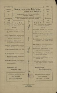 <p style=padding: 1.5em><em>Source Universiteitsbibliotheek Gent/Bibliothèque de l’Université de Gand</em></br></br></p>
<strong>Dans le cas belge, avec des étudiants mobilisés et des universités fermées, administration, professeurs et étudiants doivent trouver de nouveaux moyens d'enseigner et d'étudier.</br>
A partir de 1918, des bibliothèques sont ainsi mises en place pour permettre aux étudiants au front de réviser ; bibliothèques aux armées, mais aussi bibliothèques associatives, notamment celle du collège de Furnes.</strong>