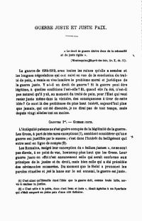 <em>Source gallica.bnf.fr / Bibliothèque nationale de France.</em></br>Document numérisé <a href="https://gallica.bnf.fr/ark:/12148/bpt6k734932/f10.item" target="blank" rel="noopener">consultable ici</a>.</br></br>
<strong>Si certains juristes comme Lefort tente de démontrer la barbarie présente des Allemands, d’autres auteurs utilisent l’histoire et l’histoire du droit pour essayer de prouver que les Allemands ont toujours été barbares. Trois exemples sont présentés ici à travers des articles de Louis Le Fur, Jacques Flach et René Gonnard.</br>
Louis le Fur (1870-1943) est un spécialiste du droit international public. Juriste au catholicisme revendiqué, il s’attache, dans la première partie de cette article, à exposer les doctrines germaniques relatives à la guerre et leurs origines, qui seraient ancrées dans la « nature barbare et grossière » des Allemands. Il approfondi ensuite son propos dans les deuxième et troisième parties, relatives aux conceptions de la guerre juste et son pendant, la paix juste.</strong>