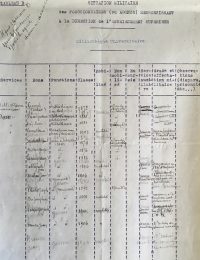<p style=padding: 1.5em><em>Source Archives Toulouse 1, Bibliothèque de l’Arsenal</em></br></p>
<strong>Établi en 1916 à la demande du ministère, ce document fait apparaître l’ensemble du personnel de la bibliothèque de l'université de Toulouse. Les responsables, Jacques Crouzel, Gustave Ducos et Louis Vié, ainsi que certains garçons de bibliothèques les plus âgés sont restés en fonction. Henri Crouzel, fils de Jacques, comme les garçons de bibliothèque Gaspard Latapie, Joseph Sablayrolles, Jean Milhau, Eugène Dufour, Joseph Mallet et Jean Brousse sont mobilisés.
</strong>