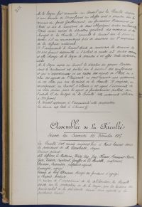 <p style=padding: 1.5em><em>Archives nationales, cote AJ/16/1799.</em></br>Digitalisiertes Dokument <a href="/de/regime-scolaire-des-etrangers-apres-la-guerre-registres-de-deliberations-du-conseil-et-de-lassemblee-de-la-faculte-de-droit-de-paris-seances-de-lassemblee-du-15-et-du-18-decembre-1-2/" target="blank" rel="noopener">hier einsehbar</a>.<br></p>
<strong>Bereits vor Kriegsende war die Frage der ausländischen Studenten ein wichtiges Anliegen der Pariser Rechtsfakultät, die die Entwicklung ihrer internationalen Beziehungen zu einer Priorität gemacht hatte. Als Beweis dafür wurden zwei Sitzungen der Versammlung diesem Thema gewidmet.
Diese Berichte zeigen uns, wie über das Studiensystem für ausländische Studenten nachgedacht wurde, und verdeutlichen den Wunsch, einen angepassten und attraktiven Studiengang anzubieten, ohne dass dieser dadurch abgewertet würde.</strong>