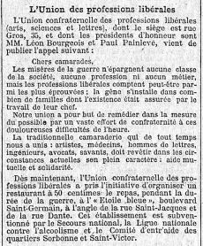 Thursday, November 26, 1914.
<p style=padding: 1.5em><em>Source: gallica.bnf.fr / Bibliothèque nationale de France.</em><br></p>
<strong>At the back, the living conditions of the population deteriorated. To cope with this period of restriction, the union of liberal professions opened a restaurant in Paris offering meals for 50 cents.</strong>