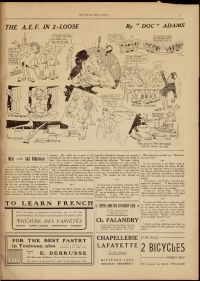 <p style=padding: 1.5 em><em>Source: Common documentation service of Toulouse-1-Capitole University, bibliothèque de l'Arsenal, class. no Res 400532.</em></p><strong>
This issue mixes articles in English and French, including a "history of America since its foundation". It reports on the activities of the student soldiers who visited the South of France (Lourdes). The rector of the university, Jacques Cavalier (1914-1922), specified in the first issue of the newspaper that this university visit should also allow the discovery of France and its inhabitants.</strong>