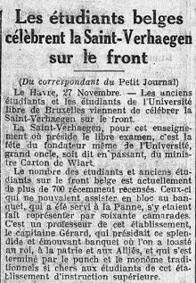 <p style=padding: 1.5em><em>Source: gallica.bnf.fr / Bibliothèque nationale de France.</em></p><br/></br>
<strong>The academic folklore that had developed at the Université Libre de Bruxelles was committed to celebrating the memory of one of its principal founders, the most charismatic personality surrounding its foundation and early years, Theodore Verhaegen (1796-1862). Set for November 21, the anniversary of his death, "Saint Verhaegen Day" was, as this entry shows, a rallying point of identity for the students of the Université Libre de Bruxelles who were on the front lines.</strong>