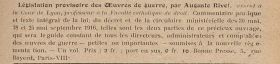 <em>Source gallica.bnf.fr / Bibliothèque nationale de France</em>
<br><br>
<strong>Par delà les interventions de Charles Jacquier et les échanges de Joseph Rambaud, il semble que les professeurs de la faculté catholique de droit de Lyon ont extrêmement peu publié durant la guerre. Rare exception, Auguste Rivet, qui, bien qu’il soit mobilisé pendant toute la durée du conflit, choisit de publier à destination d'un grand public averti des textes dont l'objectif est d'expliciter le fonctionnement de certaines législations modifiées ou impactées par les circonstances de la guerre. Il est ainsi l'auteur (aux éditions catholiques de La bonne presse) d'un ouvrage consacré à la réglementation des œuvres de guerre, mais également de quelques articles dans la presse catholique, par exemple sur le moratorium des baux et loyers.
</strong>