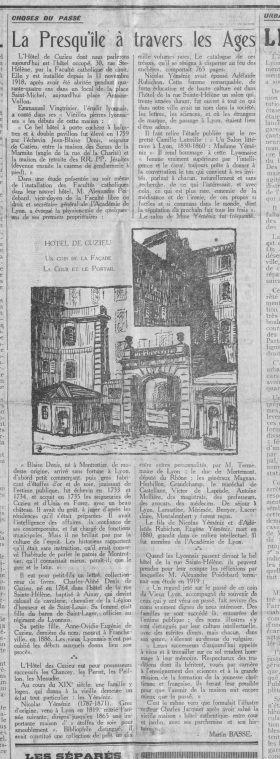 <em>Source gallica.bnf.fr / Bibliothèque nationale de France</em>
<br><br>
<strong>Da die Gebäude der katholischen Rechtsfakultät von Lyon am Place Vollon zu eng geworden waren, zog diese Fakultät im November 1918 in das Hôtel de Cuzieu in der Rue Sainte-Hélène 30 um.</strong>